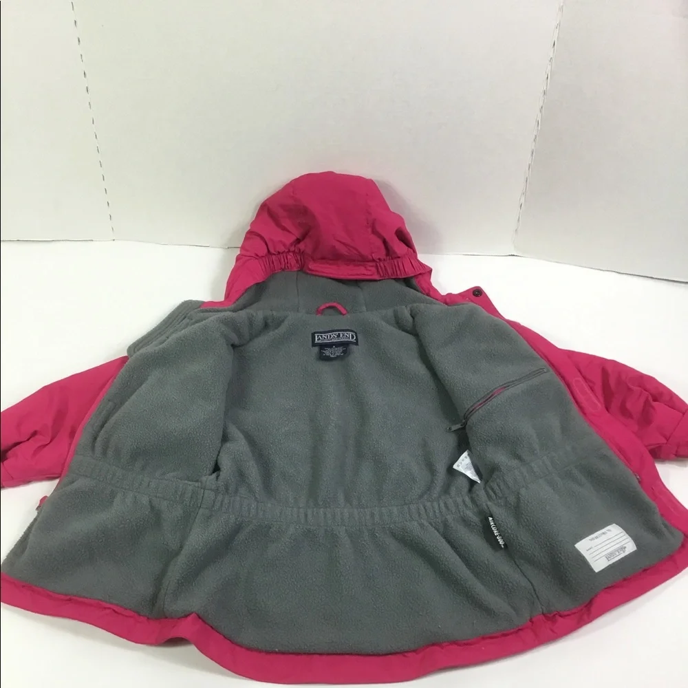 Lands End kids Coat Pink Size S zip up ‎ snap